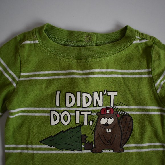 Koala Baby Stripe I Didn't Do It Beaver Bodysuit 3 Months - Picture 3 of 8